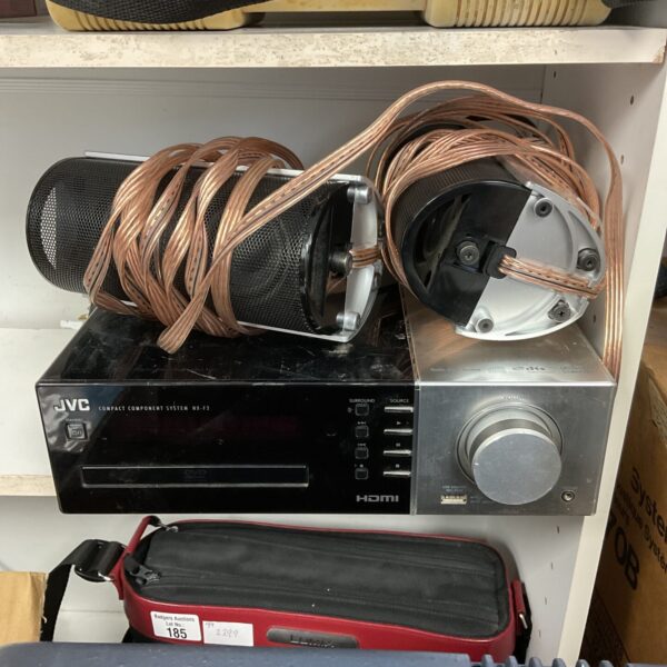 Front view of vintage JVC compact component system NXF3 with speakers.