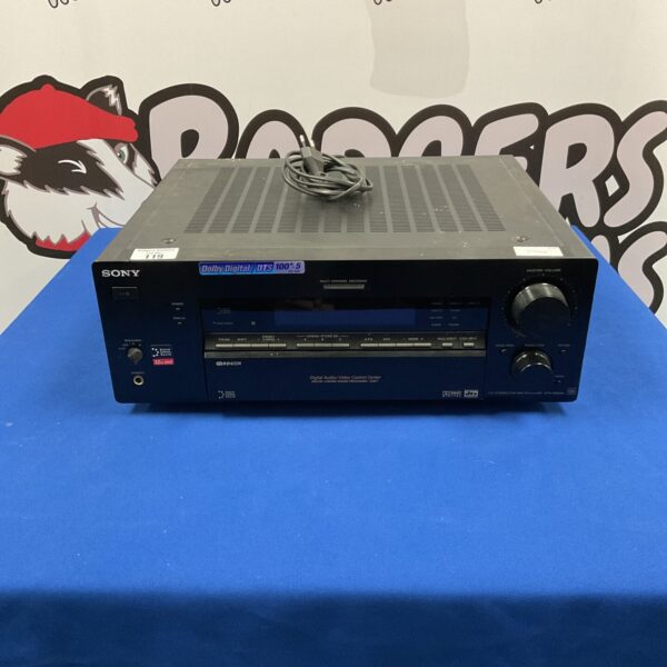 Black Sony STR-DB840 stereo receiver, vintage audio equipment.