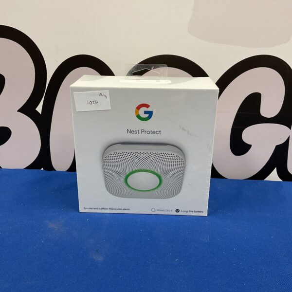 Sealed Google Nest Protect smart smoke and carbon monoxide alarm.