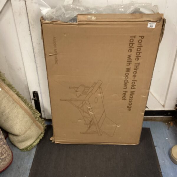 New boxed folding massage table, model 8006, ready for use.