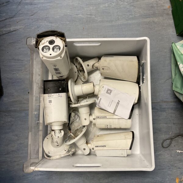 Hikvision network camera lot for security surveillance systems.