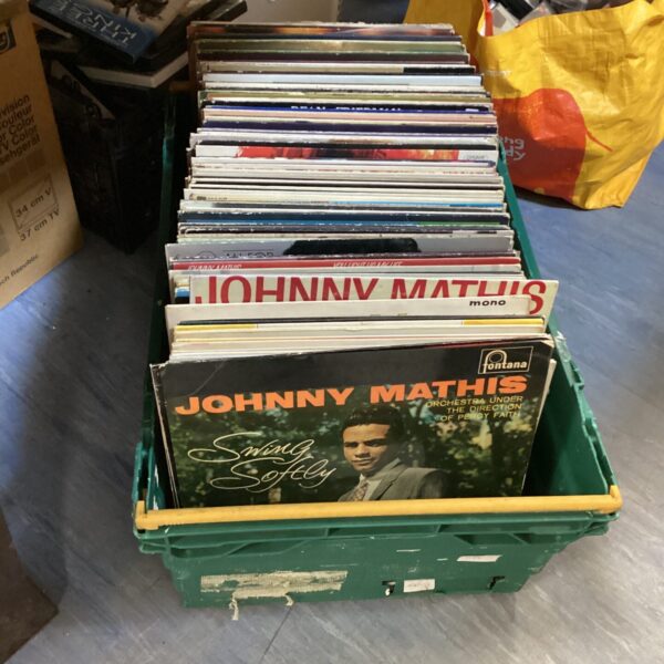 Large collection of vintage vinyl records including Johnny Mathis.