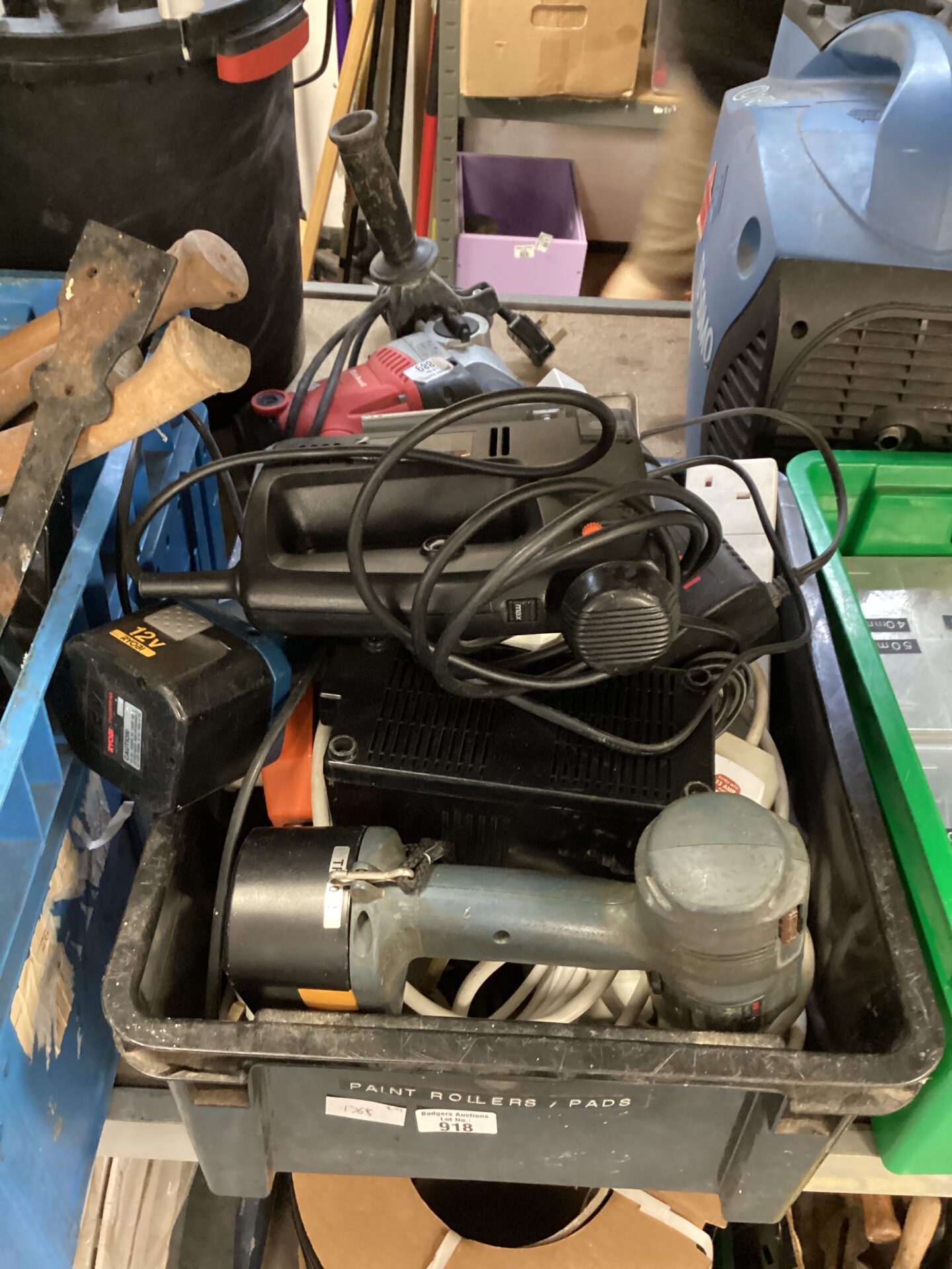 918 Box of mixed electrical equipment and tools