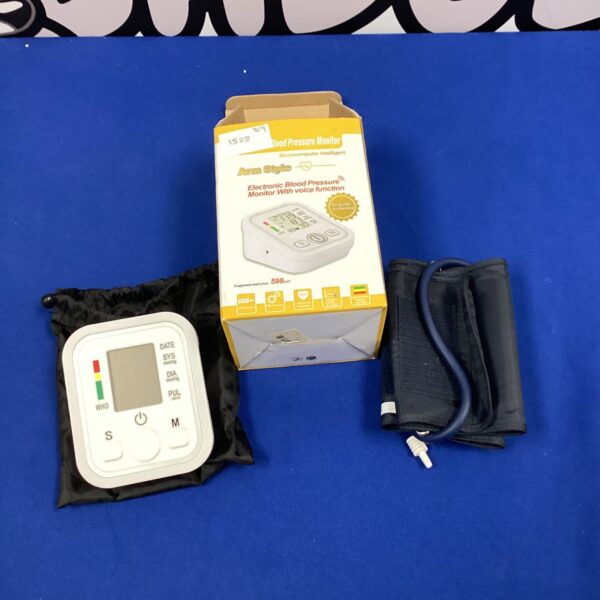 Vintage arm style blood pressure monitor for home health measurement.
