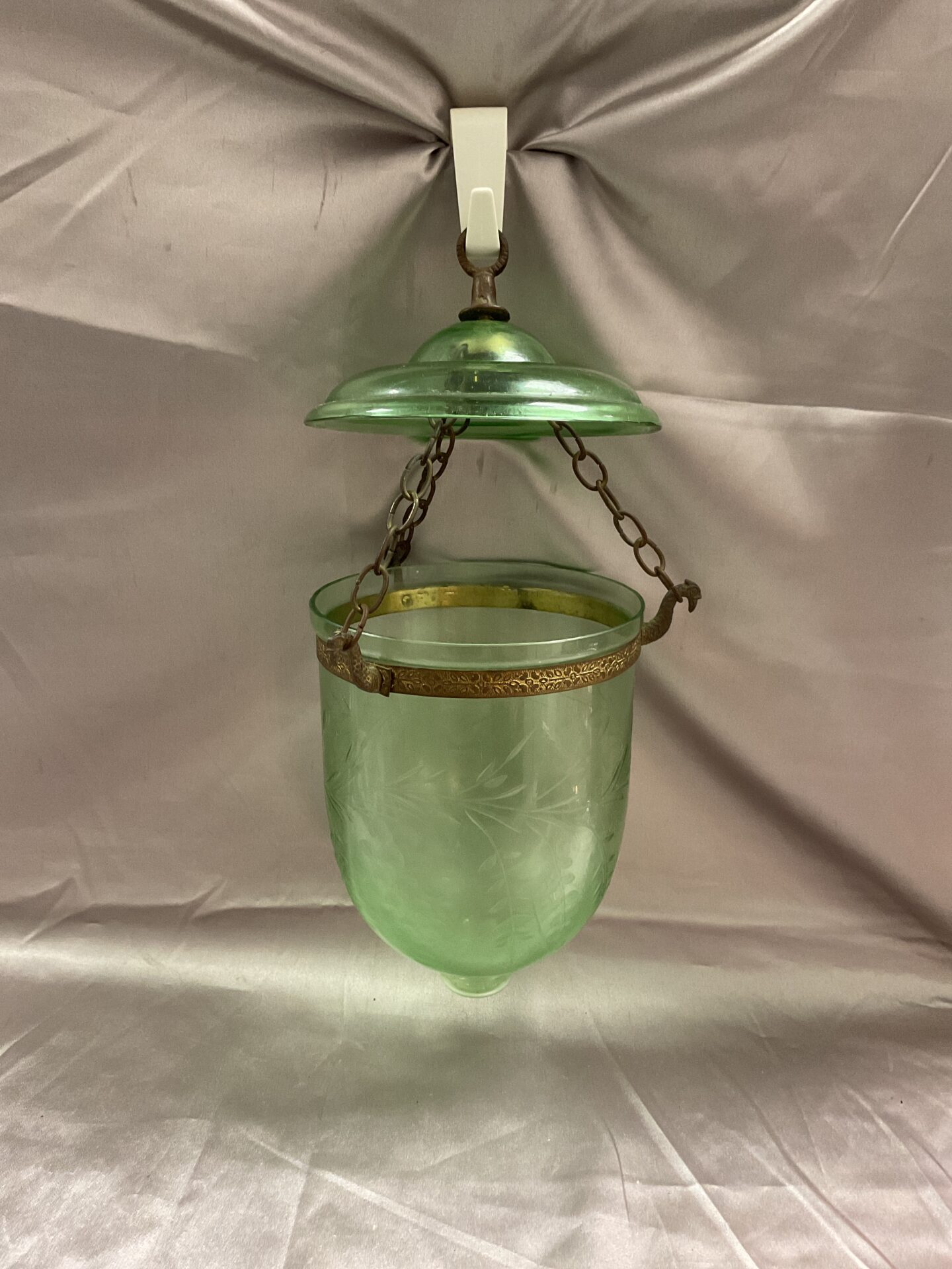 758 Green glass Hanging Candle lamp