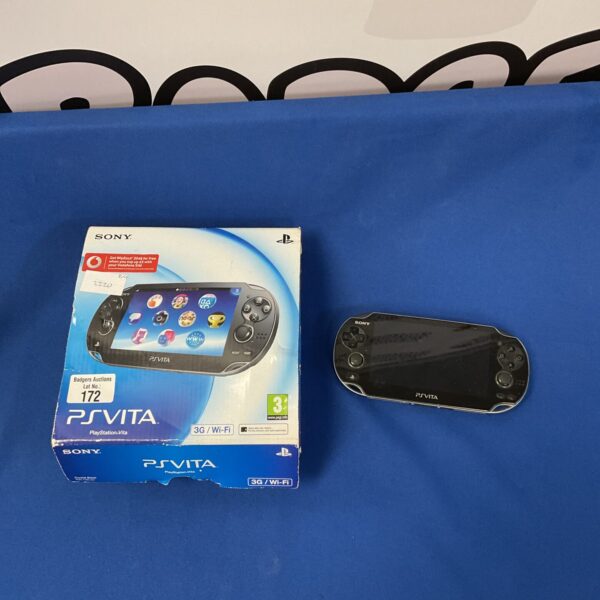 Sony PS Vita handheld gaming console, front view.