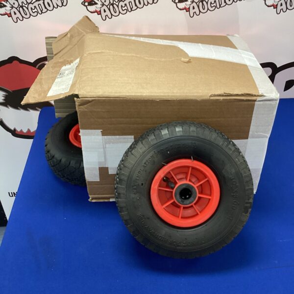 Set of four new trolley wheels for trolleys and carts.
