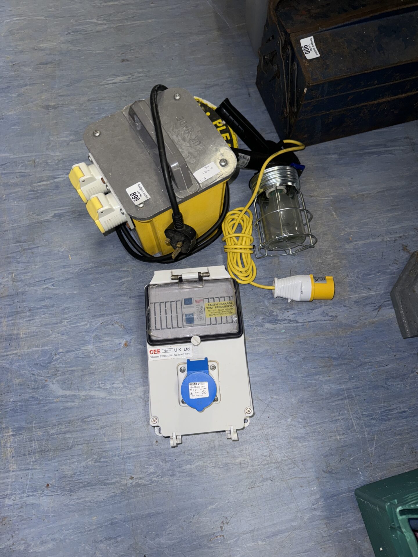 899 110v transformer block with a site light & circuit breaker box