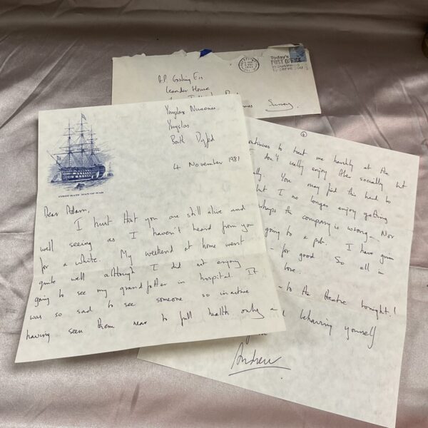 Handwritten letter from Prince Andrew, dated 1981, royal correspondence.