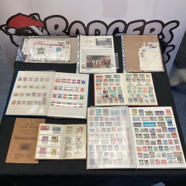 Vintage stamp and postcard collection from around the world.
