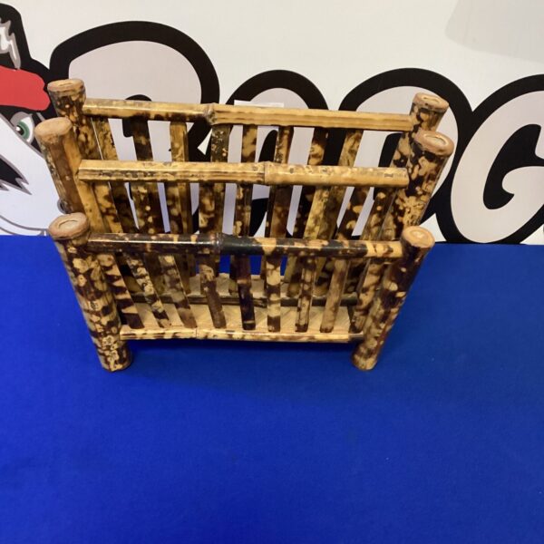 Vintage tiger bamboo letter rack for desk organisation and storage.