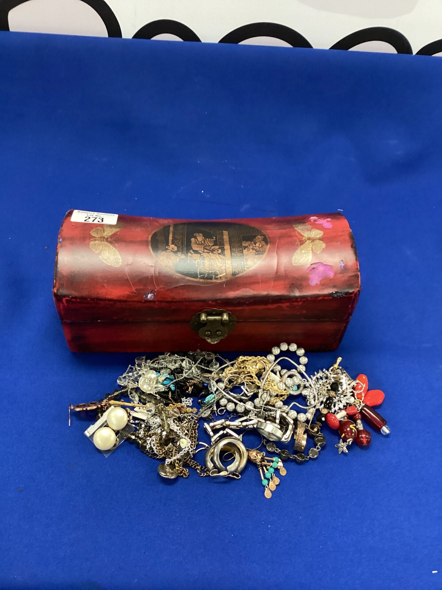 273 Wooden Japanese Design Jewllery Box with Contents