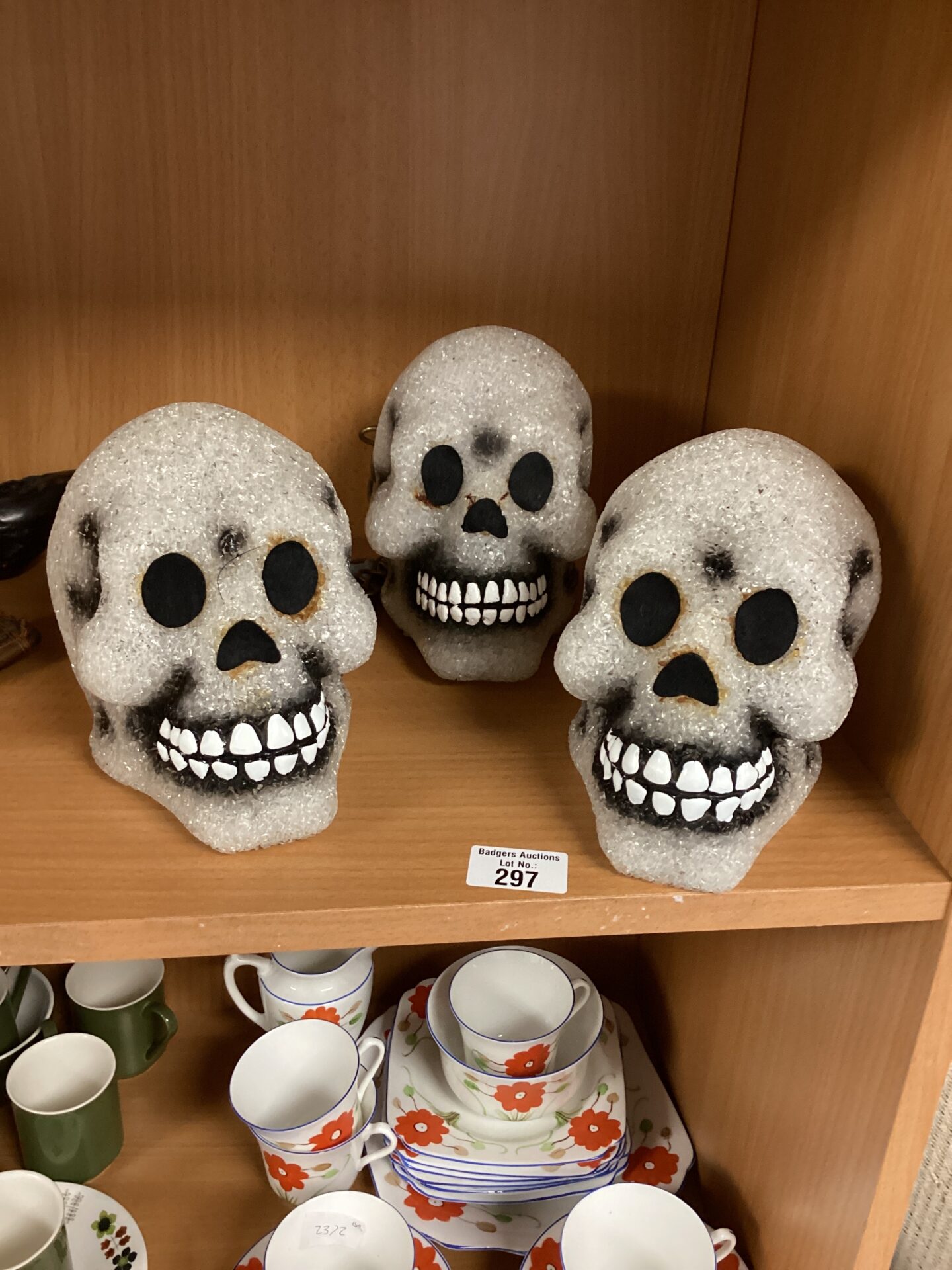 297 Three Halloween Rubber Skulls