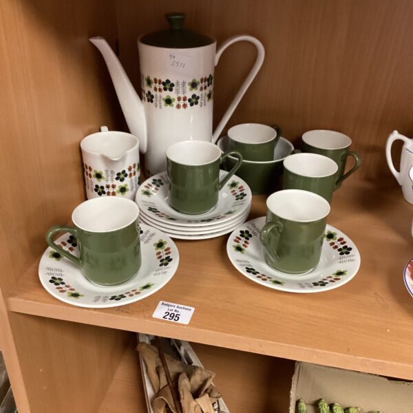 Vintage Lord Nelson Pottery coffee set with floral design.