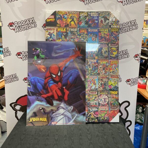 Vibrant Marvel Super Heroes canvas print featuring 3D Spiderman.