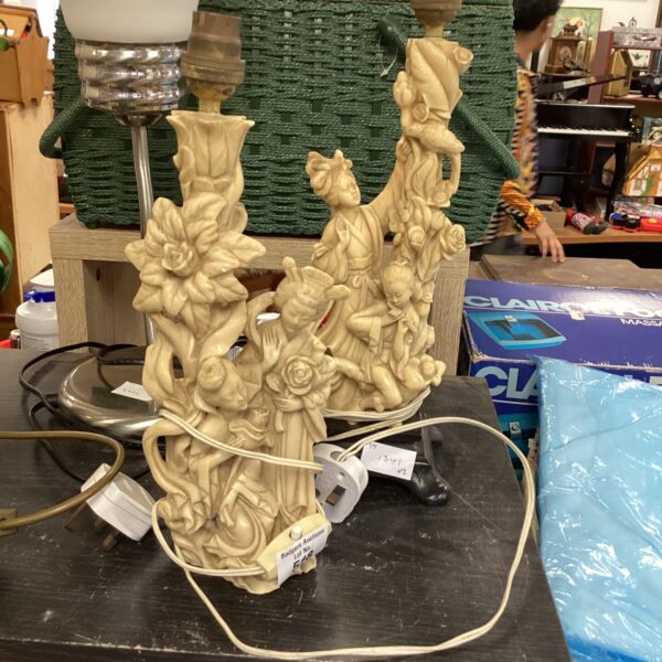 Vintage pair of Santini Oriental style ceramic table lamps.