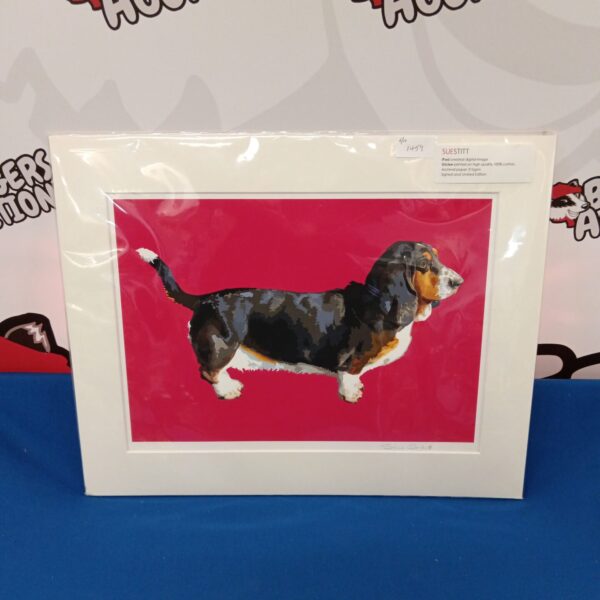 Signed limited edition Sue Stitt Bassett Hound giclee print.