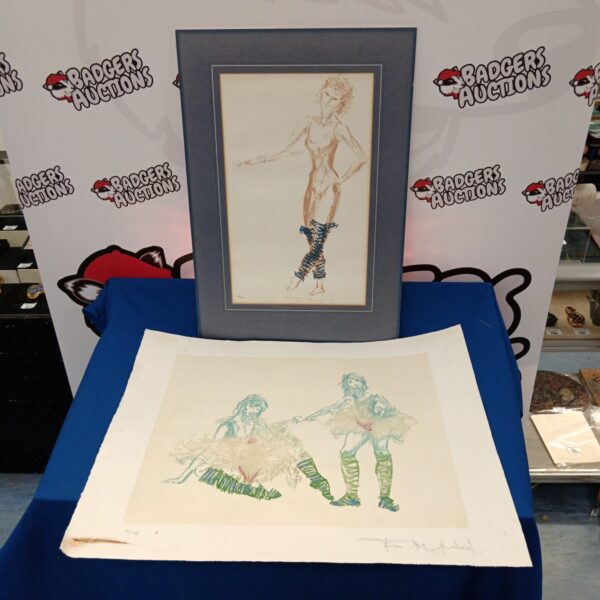 Vintage Tom Merrifield dancer print, signed figurative art.