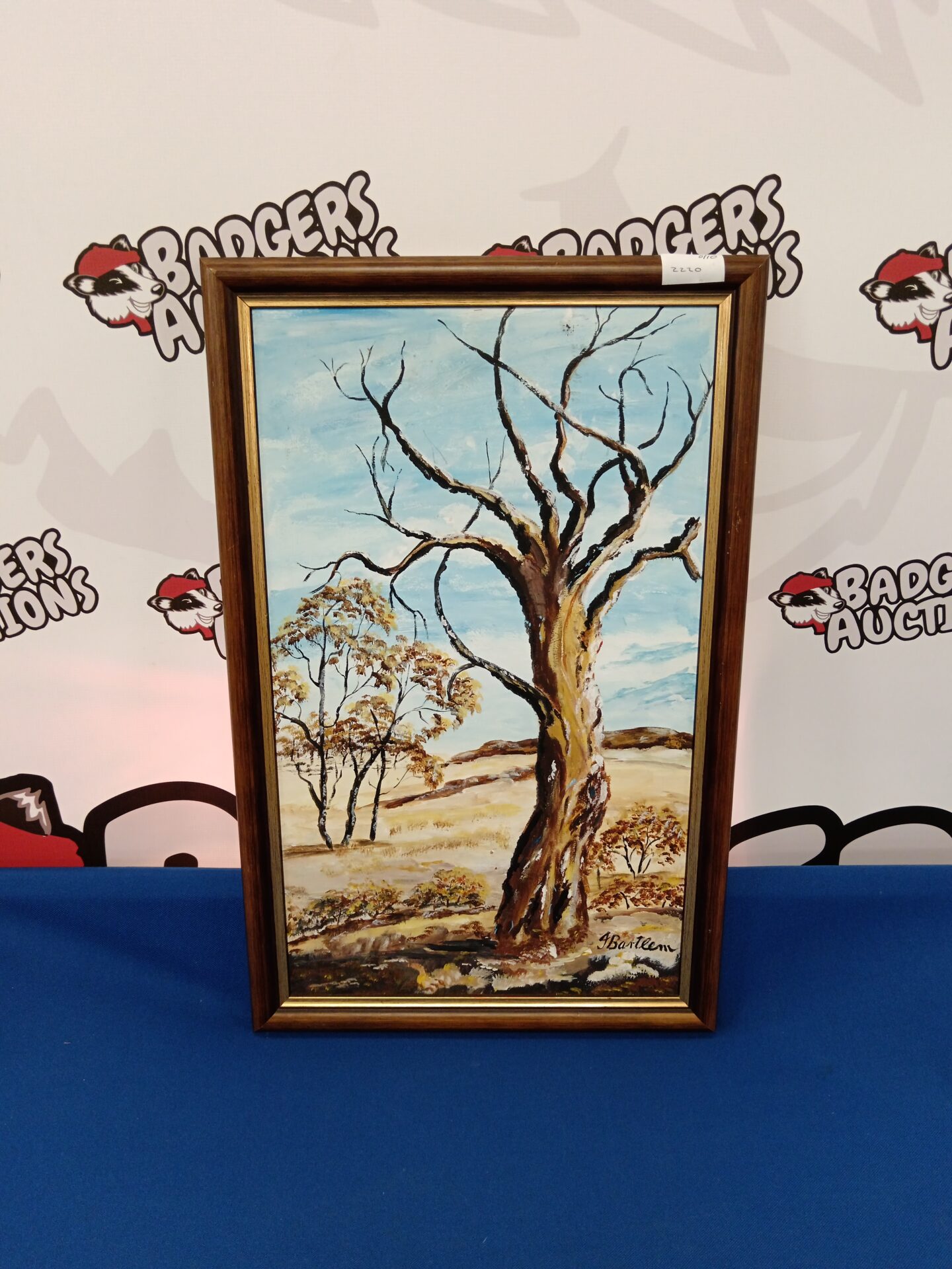 695 J bartlem signed oil painting of the Australian outback