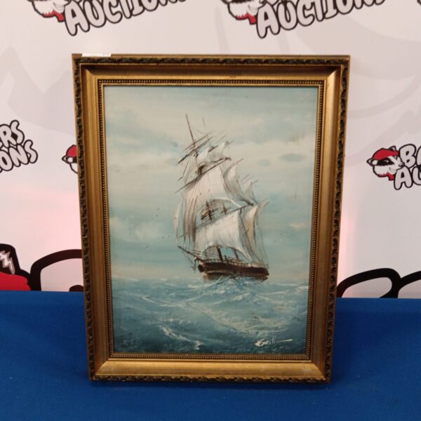 Vintage oil painting of a clipper ship signed Bailey.
