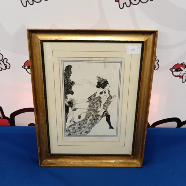 Vintage Aubrey Beardsley print with erotic illustration.