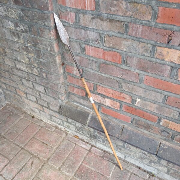 Authentic Zulu spear with a bamboo shaft and iron head.