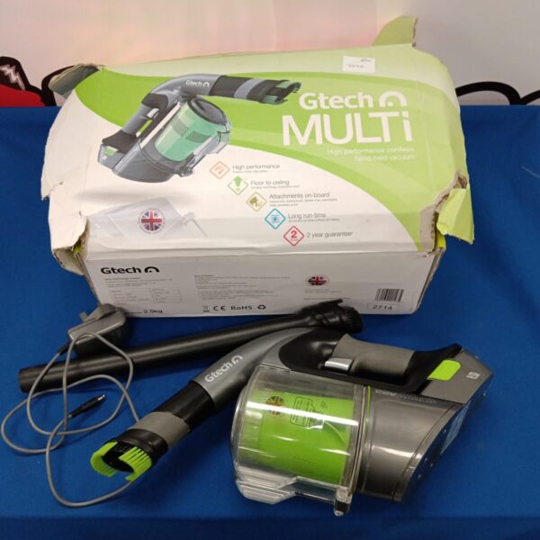 Front view of the Gtech Multi cordless vacuum cleaner.