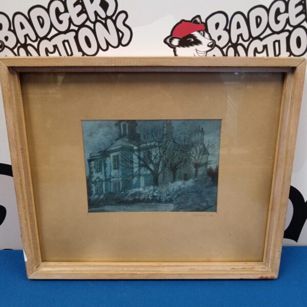 Vintage 1959 oil painting of a gothic house signed by Watling.