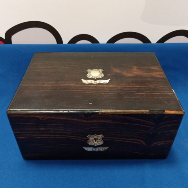 Antique Victorian jewellery box with mother of pearl inlay.