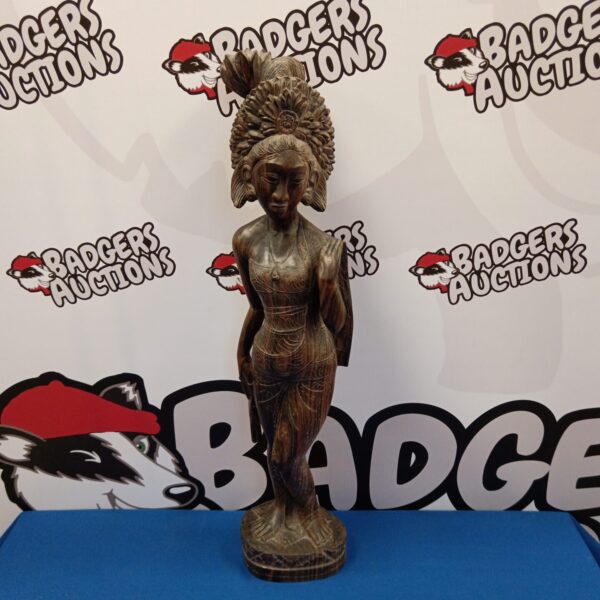 Vintage African tribal figure, hand-carved wood sculpture.