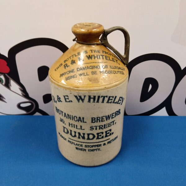 Antique R & E Whiteley botanical brewers salt glazed flagon