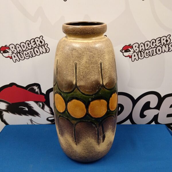 Vintage West German pottery vase with fat lava glaze, 1970s design.