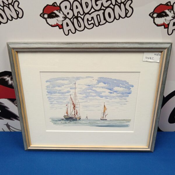 Dennis Palmer watercolour painting of ships in Chichester Harbour.