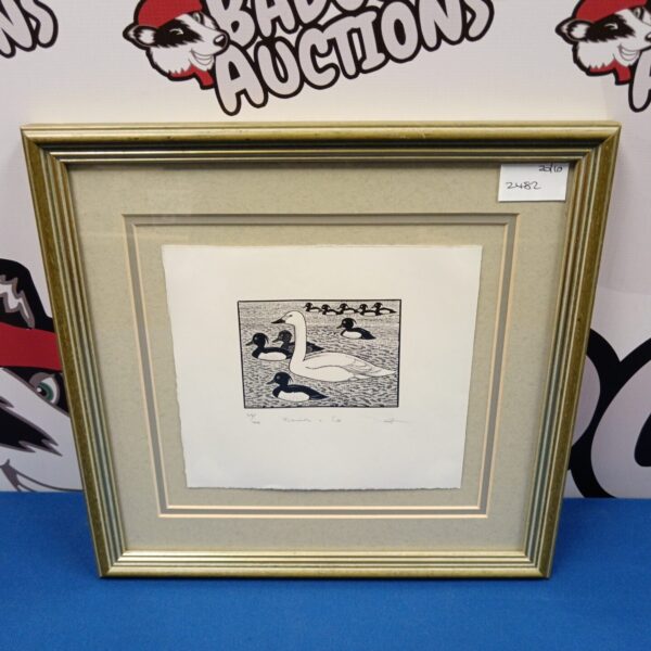 Limited edition artist signed swan and duck print numbered 68/100.