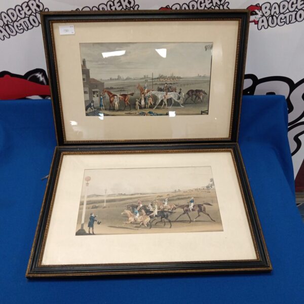 Antique Pollard & Hunt engravings of a point-to-point horse race.