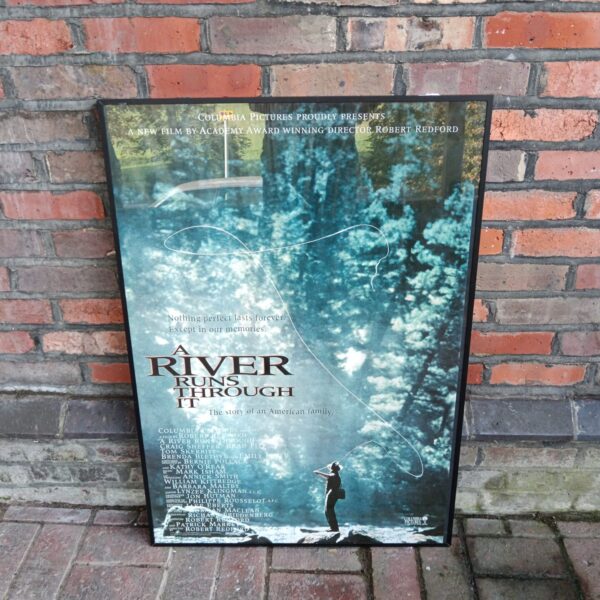 Framed Columbia Pictures lobby poster for *A River Runs Through It* movie.