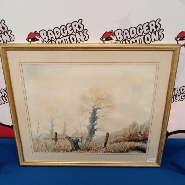 S Trinder watercolour painting of an autumn landscape with a path.
