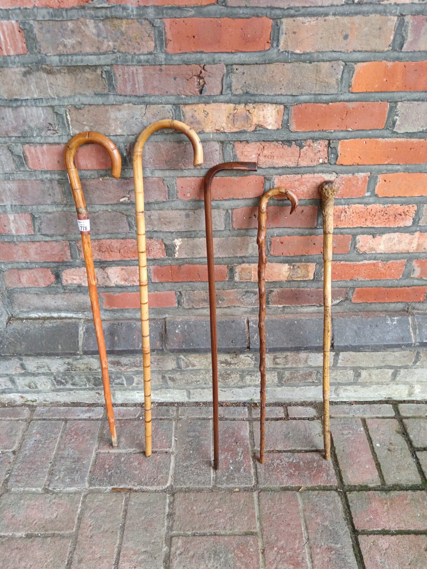 778 Five vintage & antique walking sticks