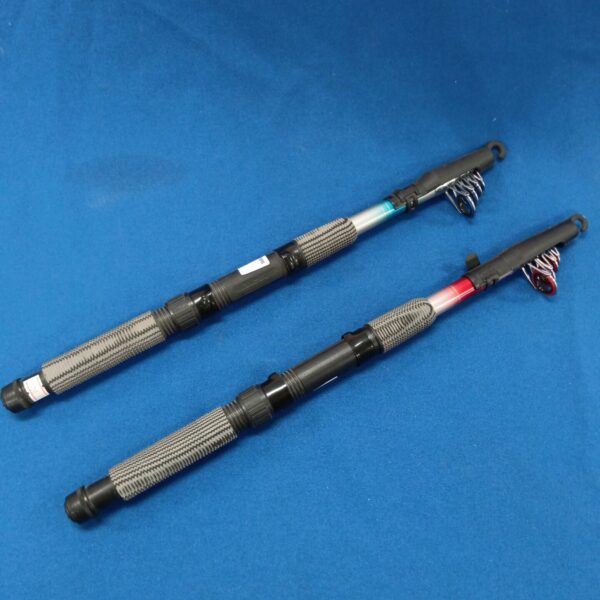 Two telescopic fishing rods, ideal for travel and outdoor use.
