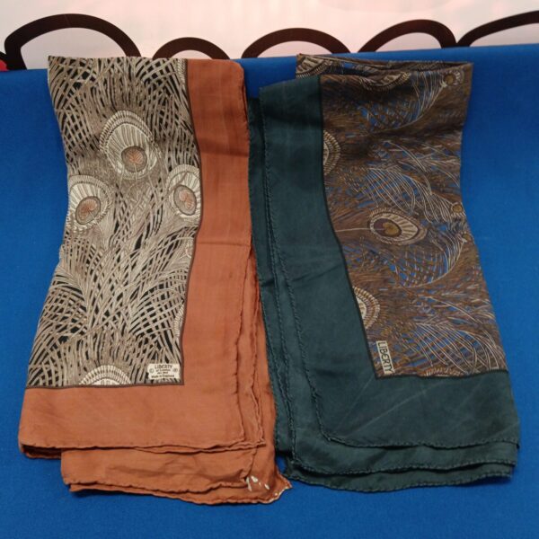 Vintage Liberty of London silk scarves with floral pattern.