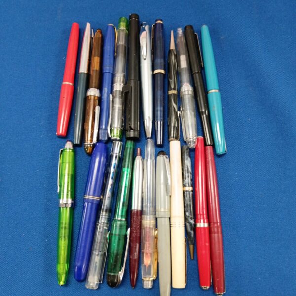 Vintage pen collection lot with diverse colours and styles.