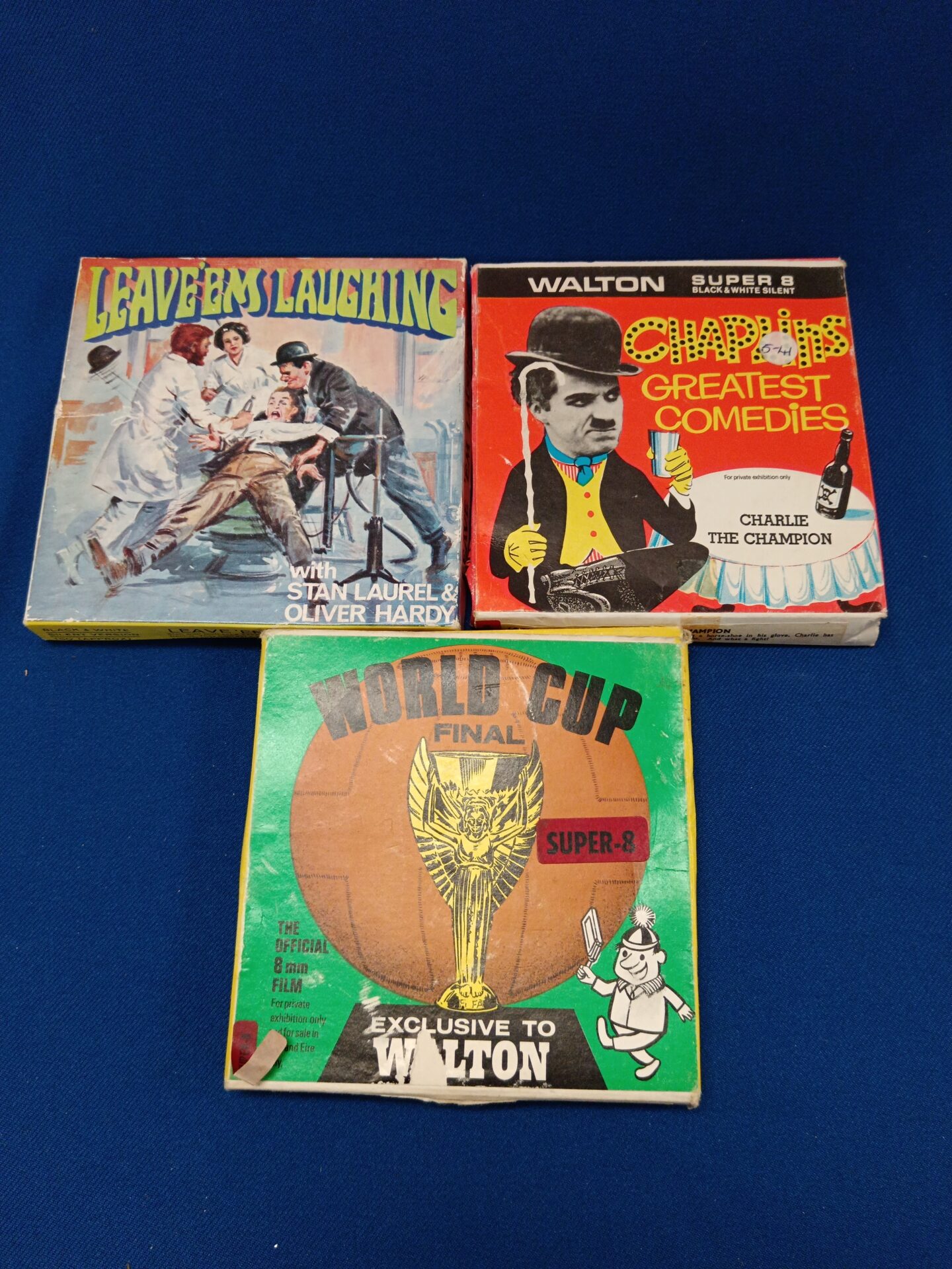 758 3 8mm film reels including Chaplin & world cup final