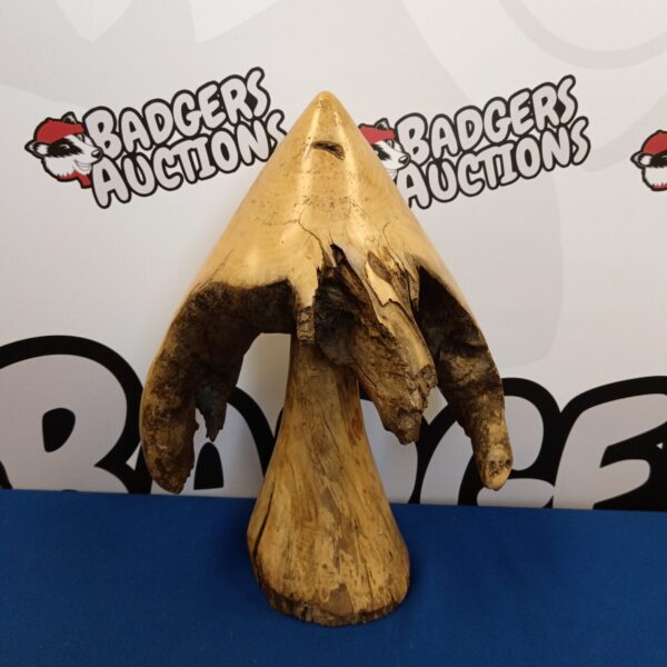 Hand-carved Pittosporum wood mushroom sculpture from the Scilly Isles.