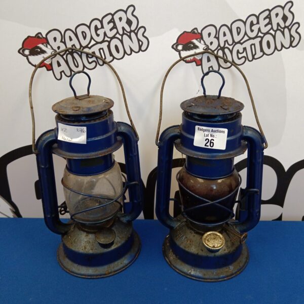 Pair of vintage brass Tropic oil lanterns for collectors.