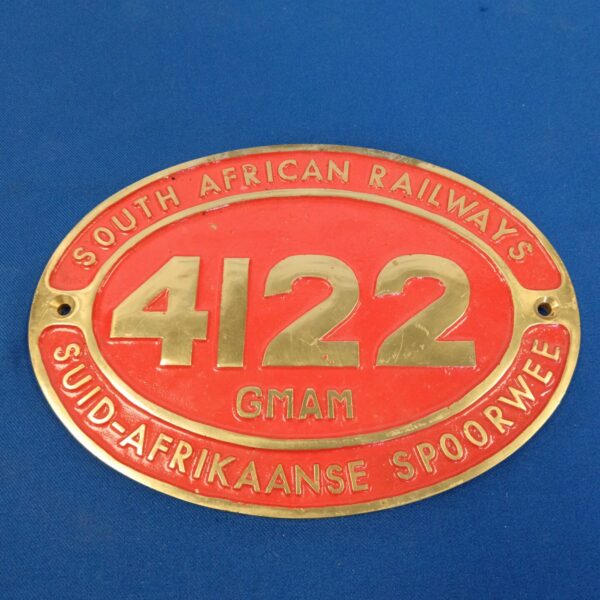 Vintage South African Railways plaque with number 4122.