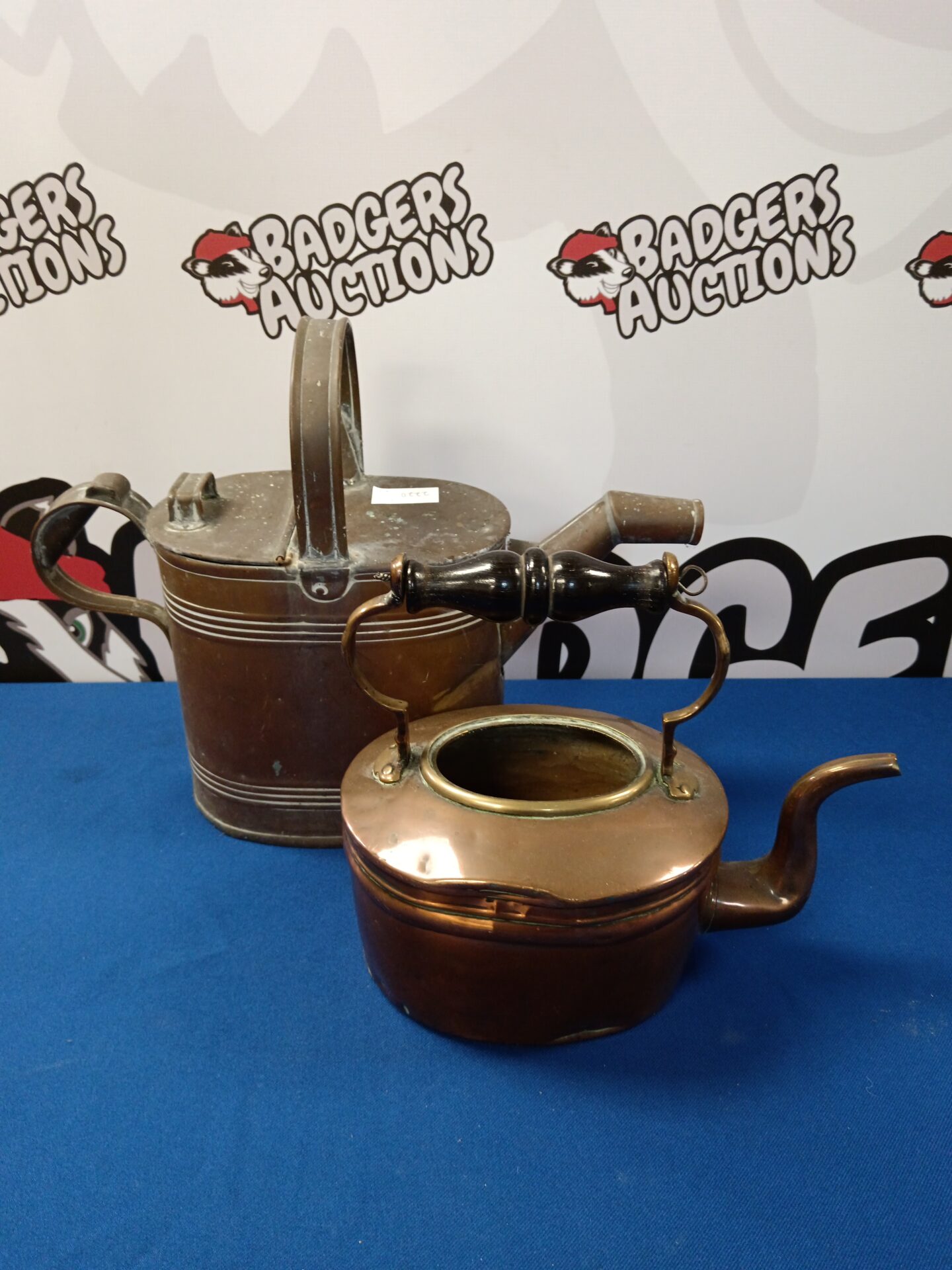 049 Antique copper kettle & watering can