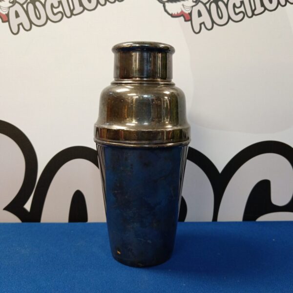 Vintage silver plate cocktail shaker by Kingsway, classic Art Deco design.