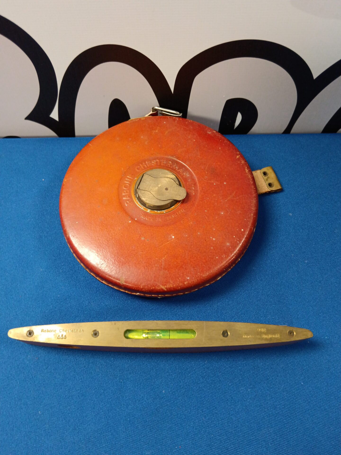 226 Vintage rabone & chesterman tape measure & spirit level