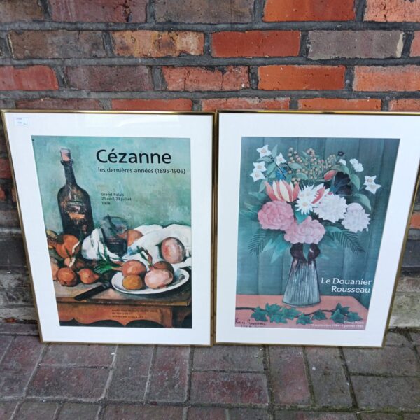Vintage French gallery poster prints by Cézanne and Rousseau.
