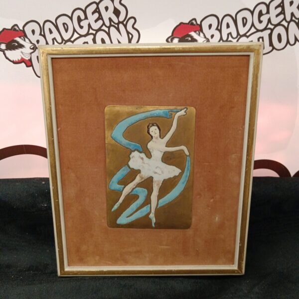 Giuseppe Maretto enamel panel of a ballet dancer, mid century art.